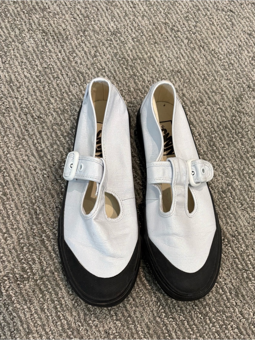 Vans Soft Silver and Black Mary Jane Canvas Shoes